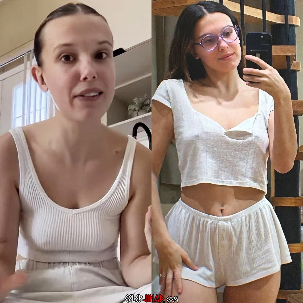 Millie Bobby Brown braless pokies